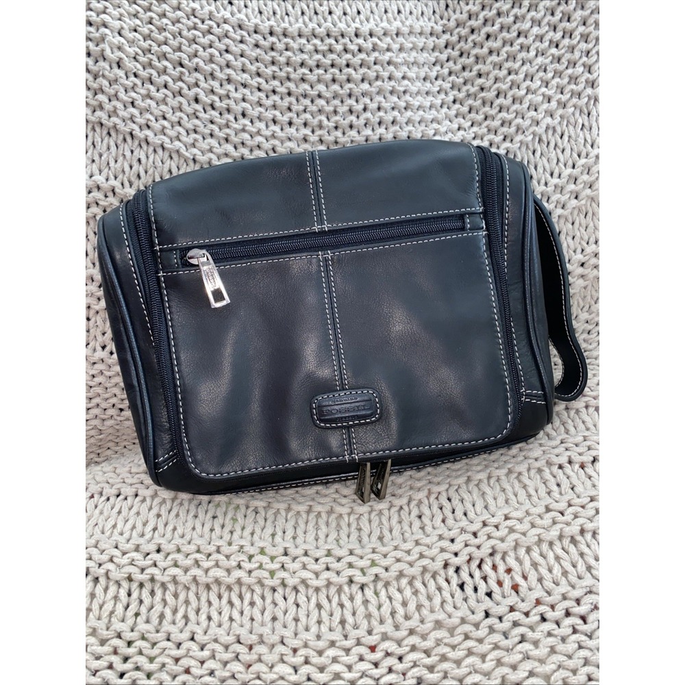 Vintage Fossil Toiletry Black Bag Kit With Hook